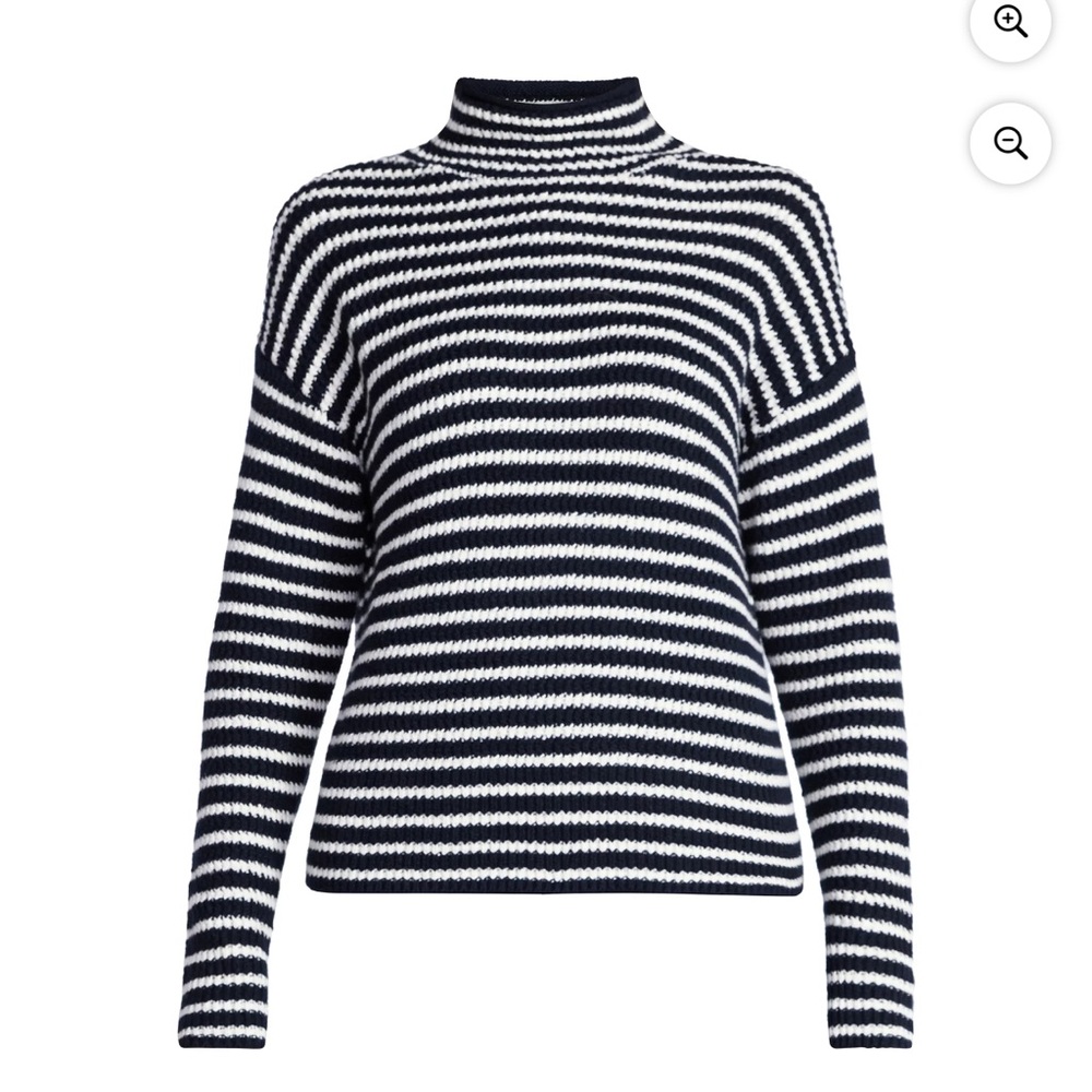 Time and Tru Women's Stripe Funnel Neck Sweater with Long Sleeves, Midweight,